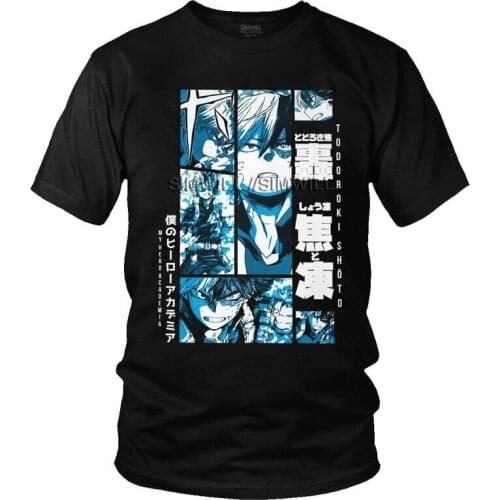 Anime Manga Shoto Todoroki T-shirt Men Fashion T Shirt Short Sleeve Cotton Boku No Hero Academia Tshirt Cool Tee Tops Clothing