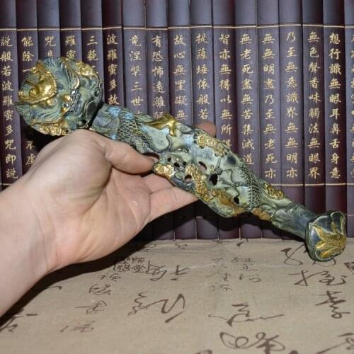 Archaize sculpture, gilded bronze dragon, Ruyi carved animal, bird turtle, multi style ornaments
