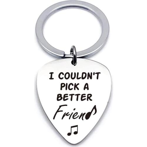 Best Friend Guitar Pick Gifts for Men Stainless Steel Keychain Friendship Gift For Graduation Birthday Valentines Christmas Gift