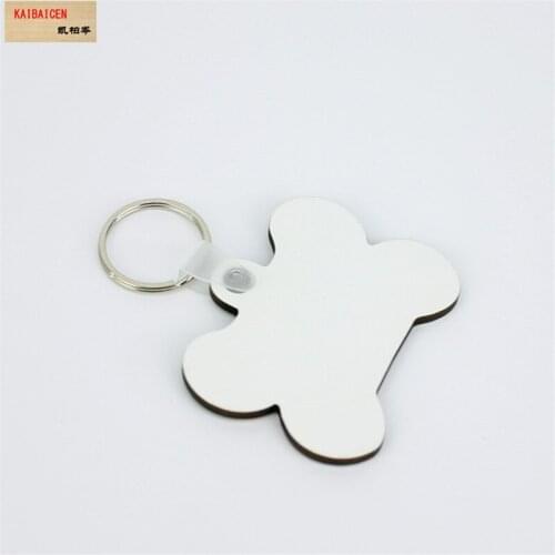 50pcs/lots Blank Sublimation MDF Key Rings Keychain Lovely Bone Shape DIY Gift Printing Sublimation Ink Two Sides can Print