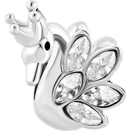 Beads for jewelry making . Swan animal charm bracelet beads. fit Pandora charm bracelets
