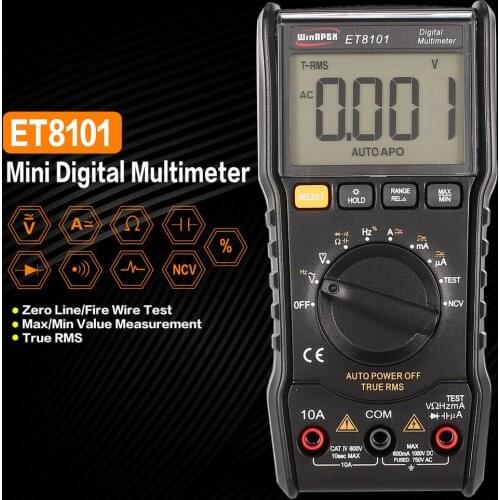 ET8101 Digital Multimeter 5999 Counts True RMS AC/DC Volt Amp Ohm Capacitance Frequency NCV Diode Continuity Tester