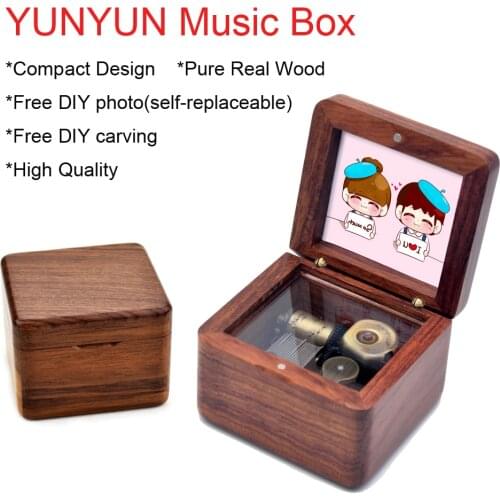 DIY Custom engraving photo wooden sankyo music box birthday gift baby dear Christmas presents.boys and Girls children gifts