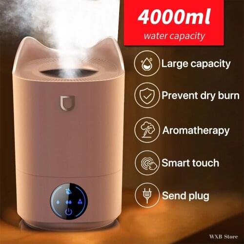 EZSOZO 4000ML Home Air Humidifier Dual Nozzle Cold Fog Aroma Diffuser Color LED Light Heavy Ultrasonic Smart Touch Humidifier