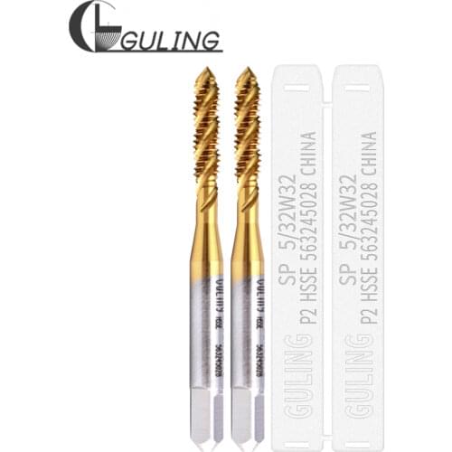 10PCS HSSE Inch With Tin Sprial Fluted tap BSW W 1/8-40 5/32-32 3/16-24 7/32-24 1/4-20 5/16-18 3/8-16 7/16 1/2 Screw Thread taps