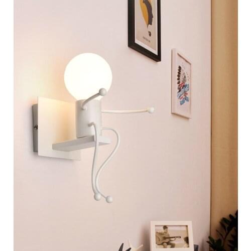 E27 Base Creative Led Wall Light Small Iron Man Mounted On Wall Light Kids Baby Bedroom Corridor Wall Night Light Without Bulb
