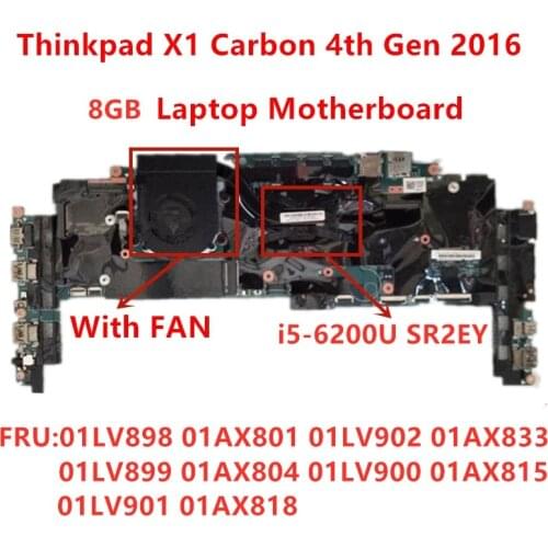 Lenovo Thinkpad X1 Carbon 4th Gen I5-6200U laptop motherboard FRU 01LV898 01LV901 01LV900
