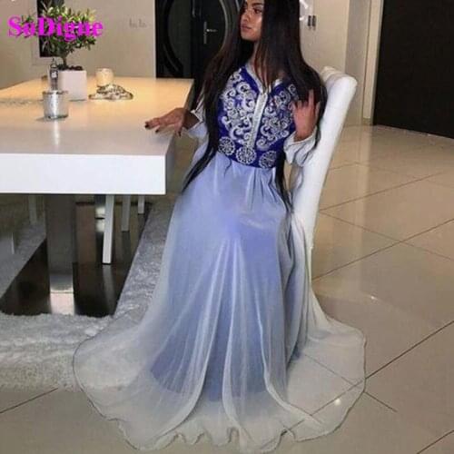 Moroccan Kaftan Dubai Evening Dresses Gold Lace Applique Beads Velour Saudi Arabic Muslim Party Gowns Algeria Dress