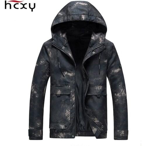 HCXY 2019 Autumn Spring New Mens Camouflage Hooded Jackets Men Jacket Windbreaker Male Coat Windproof Standing collar Hoodie
