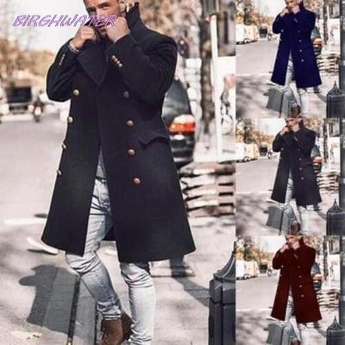 Mens Woolen Coat 2020 Autumn New Long Sleeve Mens Woolen Coats Large Size Winter Slim Long Trench Fashion Wild Mens Jacket