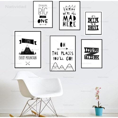 Arrow Crown Mountain Explore Nursery Wall Art Canvas Painting Nordic Posters and Prints Wall Picture Girl Boy Kids Room Decor