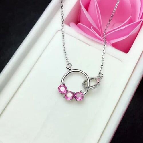 Natural tourmaline necklace, little girl jewelry, fresh personality, 925 silver, pink tourmaline