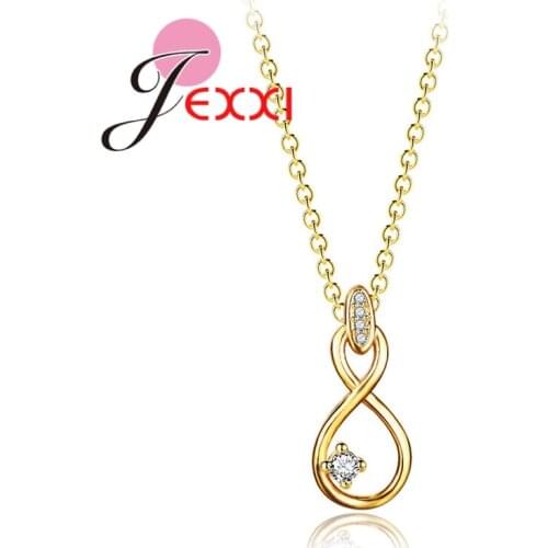 New Fashion Number Eight 24K Gold Solid Cubic Zircon Link Chain Small Design Detachable Simple Necklace Lady Accessories