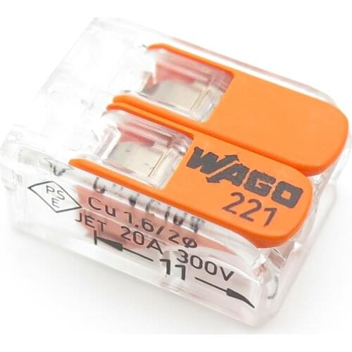 Origin 221-412 10PCS Installation Terminal Bolcks And Connector 2 Pin Compact Splicing Connector Quick Wire Terminal CE PSE UL