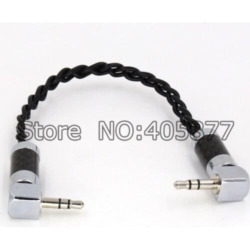 Audio silver plated braid 3.5MM right angled Plug Cable hifi record AUX Cable