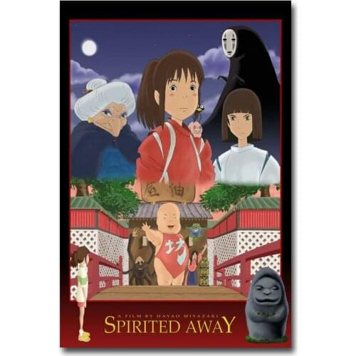 Spirited Away Hayao Miyazaki Cute Japan Anime 3 Silk Fabric Wall Poster Art Decor Sticker Bright