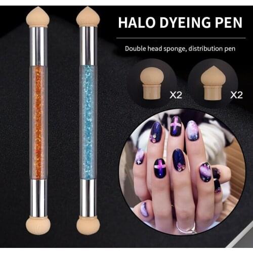 Nails Accessories Tool Double Head Sponge Dyeing Pen Glitter Sequin Shaking Chalk Single Wooden Rod Drawing Pen Nail Paint Pen