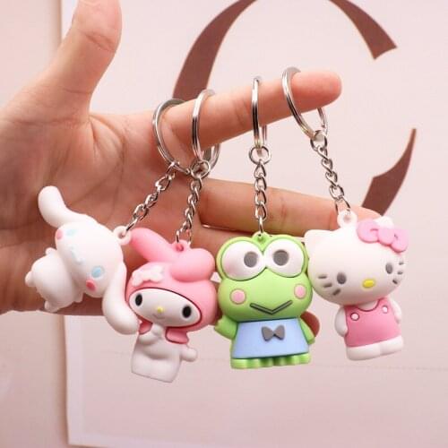 Cute keychain holder fashion women girls kawaii rabbit Key chain for female Kawaii Cartoon Frog Pudding Dog Penguin Bag Pendant