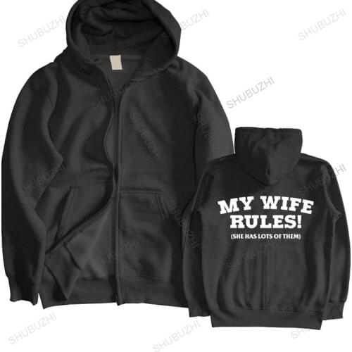 Men streetwear sweatshirt hooded MY WIFE RULES PRINTED MENS hoodie GIFT FOR HUSBAND NOVELTY HUMOUR brand hoodie warm jacket
