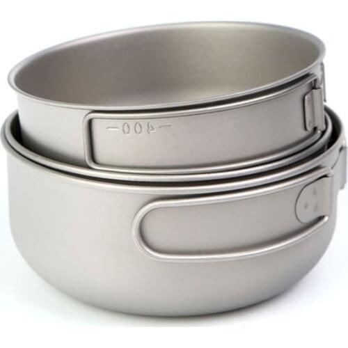 Titanium Folding Bowls Lunch Box With Cover Outdoor Camping Cooking Bowl Cookware Travel Hiking Dinner Boxes 300ml 450ml 500ml