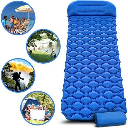 Outdoor TPU Mat Camp Inflatable Sleeping Mat Self inflated Sleeping Pad Air Cushion Camping With Pillow Air Mattress X245D