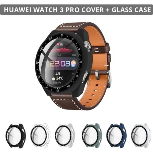 2021 Tempered Glass Film Case with Glass for Huawei Watch 3 pro 48mm Full Cover Hd Bumper Glass Film Case for Huawei Watch 3 pro