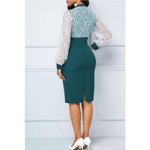 2021 Large Size European Lace Work Office Elegant Spring Summer Dress Women Loose Casual Long Sleeve Bag Hip Plus Size 5xl Dress