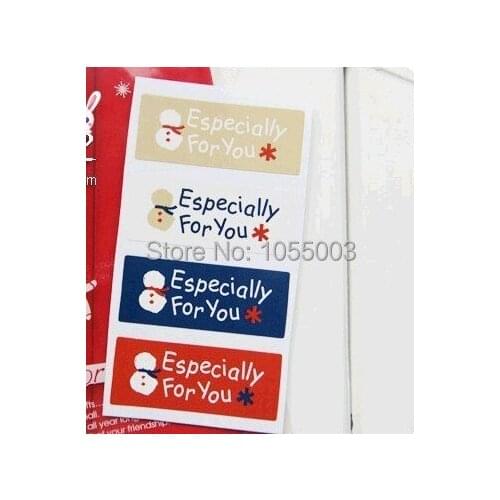 1 lot = 120pcs 4 colors snow man "especially for you" gift seal sticker,christmas/ xmas self adhesive sticker 1 lot = 15sheets L