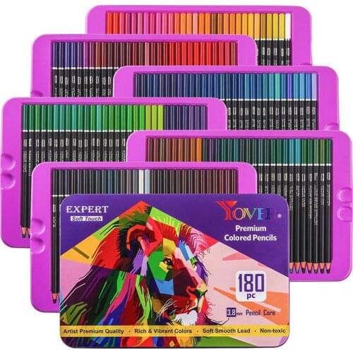 180 Color Lead Set Oily Colored Pencil Art Set Drawing Hand-painted Graffiti Coloring Tool Art Painting Art Iron Box Set Gift