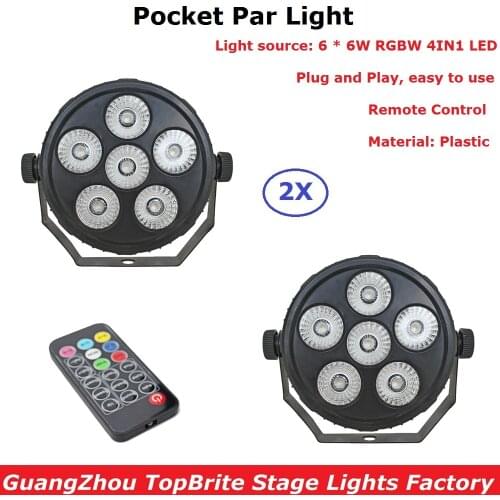2 Unit DJ Necessity Disco DMX Lamp LED Par Light 6X6W RGBW Quad Color Home Party Lights DJ Equipment Stage Effect Beam Lighting