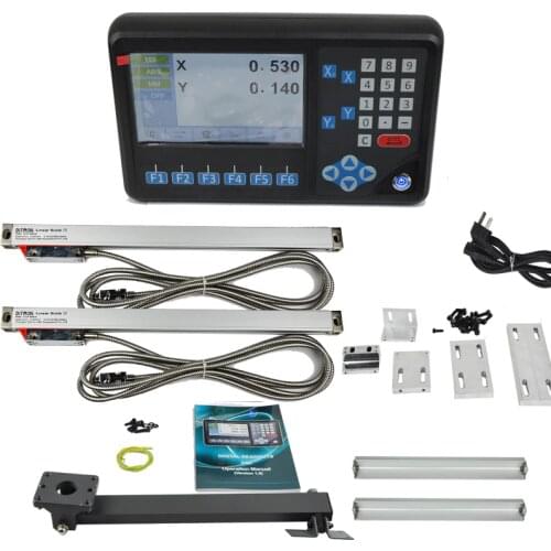 2 Axis Dro LCd Screen Digital Readout Display for Milling Machine/Lathe Machine +2pcs Optical Linear Glass Scale 50-1000mm