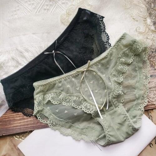 2021 Underwear Women Sexy Lace Panties Fashion Bow Briefs Womens Hollow Out Comfort Underpants Low Waist Seamless Lingerie