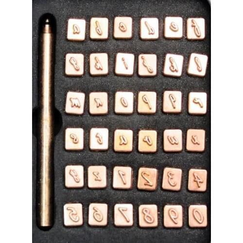 36pcs 6-7mm Small font letter number Stamp+Pattern Punch Set For Leather Craft Stamps Tool Plug-in Rod Easy to Install Used