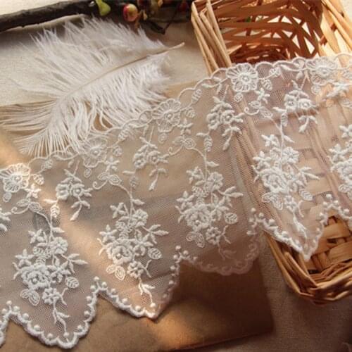 5yards 11cm wide Cotton embroidered lace sewing ribbon guipure trims or fabric DIY Garment Accessories free shipping
