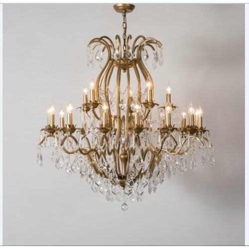 Free Shipping Golden/Black Vintage Crystal Chandelier Loft Pendant Lamp Suspension Luminaire For Dining Room Home Decora Lights