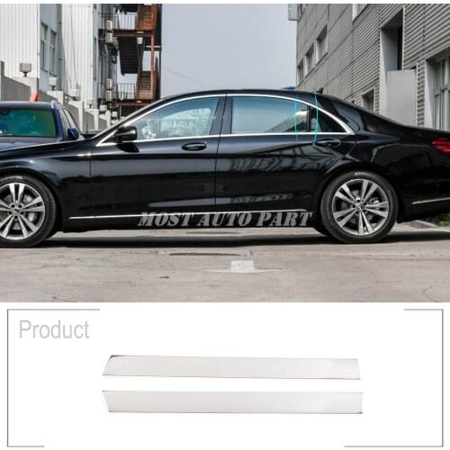 Aluminium Alloy Shiny Silver Exterior Pillar Post Maybach Moulding Cover For Mercedes Benz S Class W222 2014-2019 4pcs Car Trim