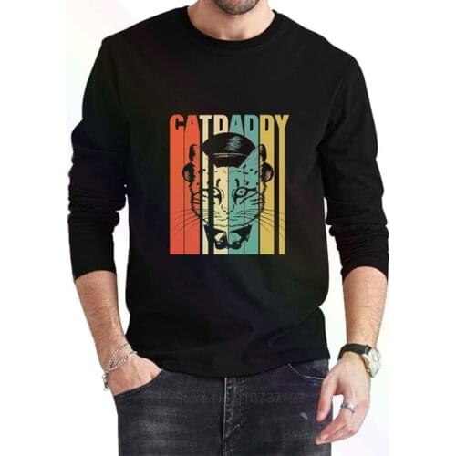 Cat Daddy Classic Vintage Logo Classic Black T-Shirt 2021 Newest Summer Mens Long Sleeve Popular Tees Shirt Tops Novel Unisex