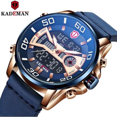 Kademan New Large Dial Mens Multifunctional Outdoor Sports Waterproof Steel Band Watch Mens Watch Japanese Movement