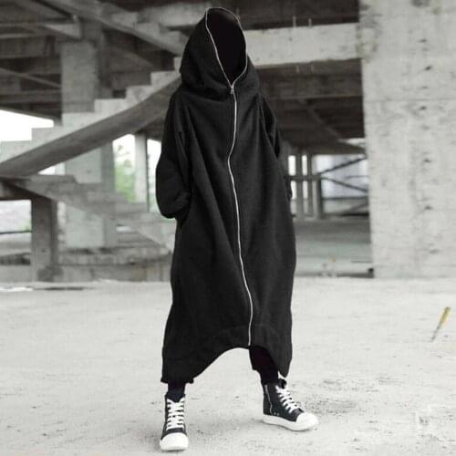 Unisex Long Sleeve Hooded Nazgul Long Coat Zipper Closure Fleece Lined Long Hoodie JL