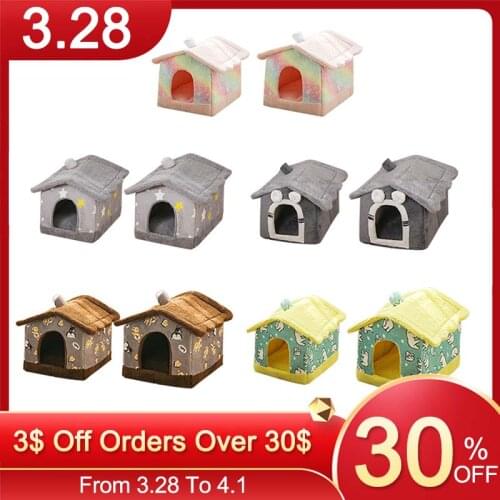 Pet House Soft Plush Warm Kennel Small Dogs Cats Cave Nest Washable Cozy Sleeping Bed Puppy Lounger Mat Cushion Cage