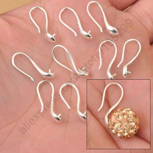 100X Nice Making 925 Sterling Silver Jewelry Findings Slippy Hook Earring Ear Wires Design Crystal Stones Beads