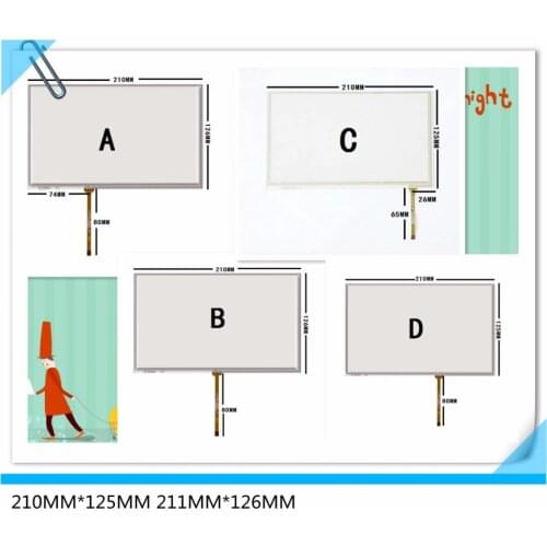 HSD090IDW1 AT090TN10 12 New 9 inch 210*126 210*125 four wire resistance touch screen car DVD navigation GPS touch panel