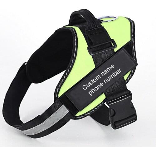 Personalized Dog Harness Reflective Adjustable Dog Harness Vest For small large Dog With Customized Patch Dogs Training Supply