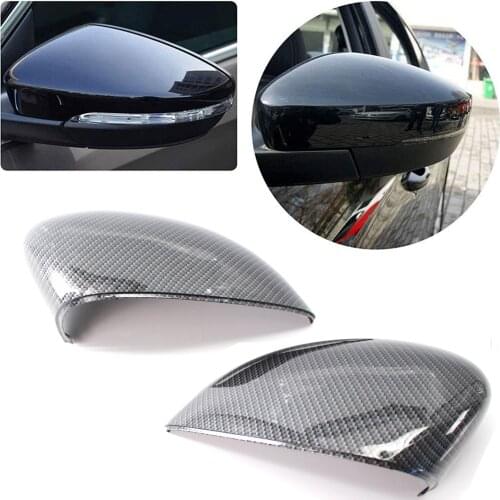 Carbon Fiber / Gloss Black Side Wing Door Rearview Mirror Cover Caps For Ford Fiesta MK7 2008-2017