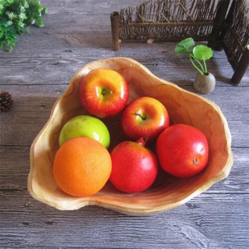 Creative Wooden Bowl Large Dried Fruit Plate Restaurant Candy Dish Grid Wood Carving Tray Mixing Bowl Kitchen Food Organizer