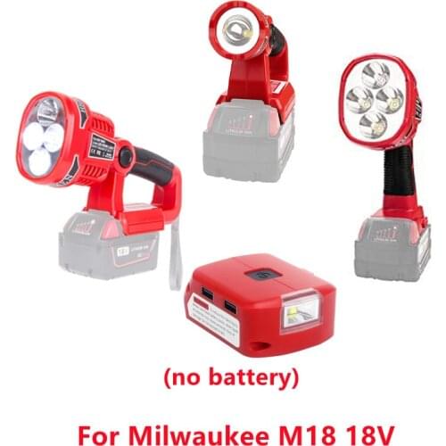 LED Work Light Portable 12W Outdoor Flashlight For Milwaukee 18V Li-Ion Battery Spotlight Not Including Battery Dropshipping