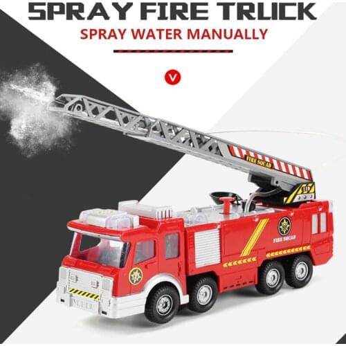 MEOA Electric Spray Water Fire Truck with Bright Lights And Music Manual Control Diecast Sprinkler Kids Early Educational Toys