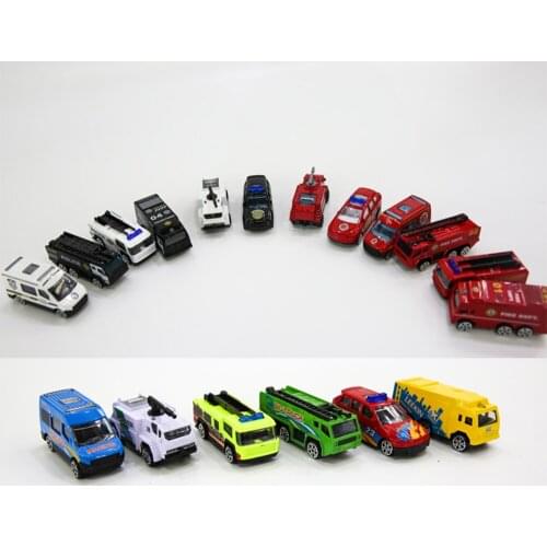 Mini 6Pcs Diecasts Metal Alloy Classic Toys Fire Fighter Truck Set City Vehicles Toys Children Learning Education New Year Gift