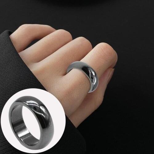 Fashion Simple 6mm Width Flat Hematite Magnetic Finger Ring Unisex Ring for Dating