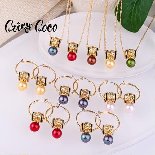 Cring CoCo Fashion Samoan Necklacel Set Hamilto Gold Red Hawaiian Polynesian Earrings Jewelry Sets Dropship Wholesale for Women